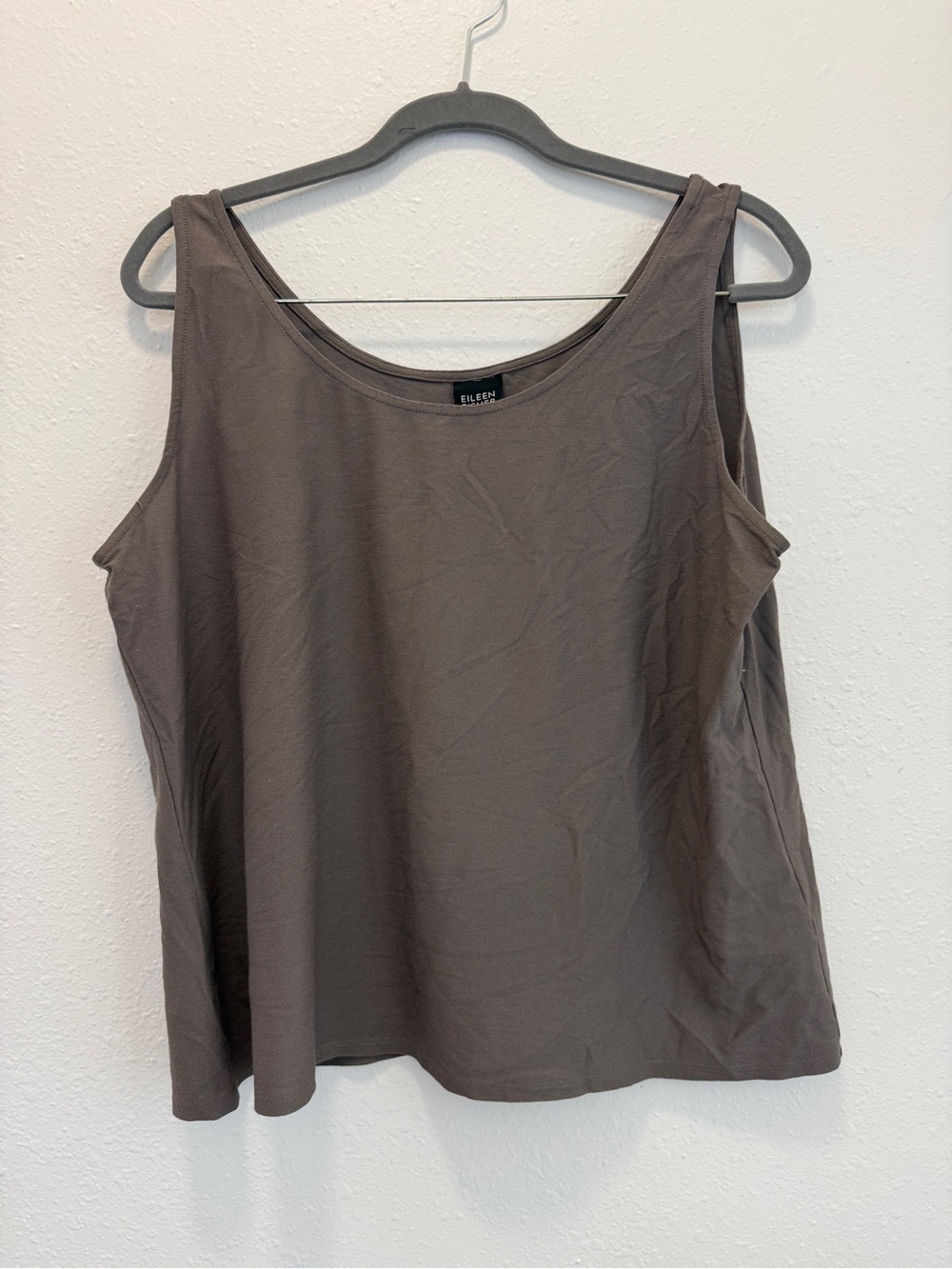 Vintage Eileen Fisher Minimalist Preppy Scoop Neck Tank Top Taupe XL